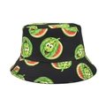 Dettaglio ravvicinato della stampa con anguria sul cappello da pescatore in cotone - M(56-58cm) / Nero