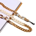 Chic acrylic and metal eyeglass chains with non-slip silicone loops on white background - Splicing Style (GB100)