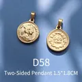 Doppelseitiger Elizabeth II Münzanhänger aus titanbeschichtetem 18K Gold - Doppelseitige Königin & DOS PESOS Münze (D58)