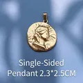 Vintage-Herzanhänger mit 18K-Vergoldung, Königin-Porträt-Relief und 2,3x2,5cm Größe - Einseitiger Porträtrelief-Stil (D64)