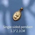 18K vergoldeter ovaler Anhänger mit Vintage-Königin-Relief und Perlenrand, 1,3x2,1CM - Einseitiges Ovales Klassisches Porträt (D63)