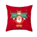 Red Christmas pillow cover featuring festive Santa and reindeer with Merry Christmas text - Santa And Reindeer Red(DRD213-34)