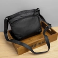 Soft black leather shoulder bag with multi-compartments on vintage wooden box - Upgraded All-PU Fabric Black