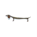 Poggia bacchette in metallo argentato a forma di bassotto con finitura lucida a specchio - Cane / Argento