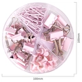 Set di cancelleria rosa con graffette e clip fermafogli in scatola da 100 mm - Rosa