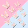 Pink and purple gradient butterfly cake toppers with gold foil edges in four sizes - Pink Butterfly Material Kit