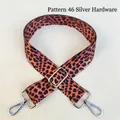 Detail of leopard print wide strap with silver metal buckles for crossbody bags - Pattern 46 Silver Clasp