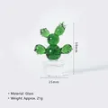 Handgefertigte grüne Kaktus-Glasfigur auf klarem Sockel, 50mm Höhe, Japan-Stil - Kaktus Stil F