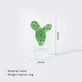 Miniature handmade green glass cactus ornament in a transparent pot, 50mm height - Cactus Style D