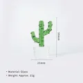 Miniature green glass cactus plant figurine for desk decor with dimensions 50mm by 25mm - Cactus Style H