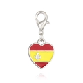 Spanish flag heart pendant with silver lobster clasp and glossy enamel finish - Spain Style