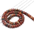 Vue macro de perles abaque en pierre naturelle multicolore pour bijoux DIY - 5*8mm 1 Fil (Environ 70pcs) / Pierre Picasso