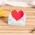 Light blue greeting card with 3D red heart and floral watercolor designs on wood - Light Blue Heart