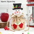 Detailansicht der Schneemann-Geschenktüte mit Kordelzug und festlichem Weihnachtsdekor-Design - Schneemann-Stil (C-G113)
