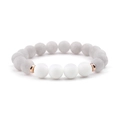 Detail view of natural white turquoise beads and matte white stones on elastic bracelet - Grey Marble Stone/White