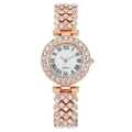 Orologio al quarzo di lusso da donna in oro rosa con numeri romani e cristalli incastonati - Oro rosa