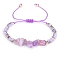 Pulsera trenzada a mano con piedras naturales púrpuras y cordón morado ajustable - Amatista