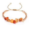 Pulsera tejida a mano con piedras naturales naranja rojo y detalles dorados - Naranja
