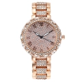 Elegant rose gold women's quartz watch with sparkling diamonds and Roman numerals - Rose Gold