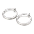 Par de pendientes de clip con resorte de acero plateado para orejas sin perforar - 18mm / Grande Color Acero (KE97323-WGHW)