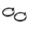 Polished black stainless steel spring clip earrings for non-pierced ears in a pair - Large Black (KE97325-WGHW)