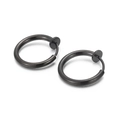 Pair of non-pierced black titanium steel spring clip-on rings for ear, nose, and lip - Small Black (KE97321-WGHW)