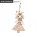 Weihnachtsbaum-Anhänger aus Holz mit Joyeux Noel Gravur und weißen Sternen - Naturholz Weihnachtsbaum