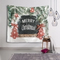 Tapiz de Navidad con ramas de pino y adornos rojos sobre pared de ladrillo blanco - 150x130cm / Pino de Nieve del Bosque(Estilo 1)