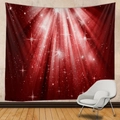 Red starry sky tapestry with white light beam patterns for wall decor - Dark Red Starry Beam