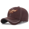 Berretto da baseball marrone scuro con aquila ricamata, stelle e cuciture a contrasto - Regolabile / Marrone