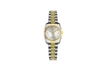 Classic silver dial watch with gold and silver steel strap and sparkling markers - Two Tone White Dial - Small