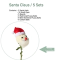 Christmas snowman DIY bouquet material kit with Santa hat and whiskers for handmade decor - Santa Claus 5 Sets/Pack