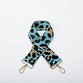 Adjustable sky blue leopard print shoulder strap for handbags with gold metal clips - Lake Blue