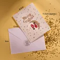 Three-fold Christmas card with gingerbread sticker and gold foil Merry Christmas text - Design E (Merry Christmas Gloves)