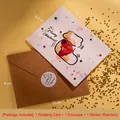 Dreiteiliges Weihnachtskarten-Set mit Aquarell-Socken-Motiv und Kraftpapier-Umschlag - Stil B (Weihnachtssocke)