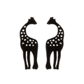 Pair of black giraffe stud earrings with hollow spot patterns on a clean white background - Matte Black