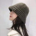 Sombrero de pescador de punto grueso para mujer en verde oliva para otoño e invierno - Talla única / Verde Militar
