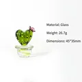 Cute heart-shaped green cactus glass figurine with yellow dots and pink flower decoration - Cactus Style 2