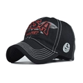 Berretto da baseball classico in cotone nero lavato con ricamo USA e stile vintage - Nero