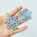 Silver glitter snowflake drop earrings with acrylic glitter and silver metal hooks - Holographic Sequins Snowflake