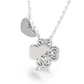 Exquisito collar de trébol en plata de ley 925 con colgante de corazón pulido de mujer - Color Acero