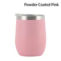 Matte powder coating pink 12oz stainless steel egg cup with 1cm rim and clear lid - 12oz / Spray Pink With Silver Edge