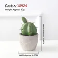 Artificial green cactus plant in a grey cement pot measuring 10.4cm for home decor - Cactus Ball-18924