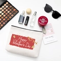 Beige canvas Valentine's Day makeup bag with Happy Valentine's Day print and travel accessories - Style A-Happy Valentine's Day