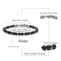Adjustable matte black stone bead bracelet with stainless steel clasp, length 22-23cm - Matte Black