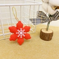 Close-up of red felt snowflake ornament with gold string on festive decor background - 8cm Snowflake (Single Piece No Packaging)