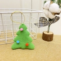 Green felt Christmas tree ornament with colorful pom-poms and golden hanging string detail - 9cm Christmas Tree (Single Piece No Packaging)