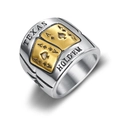 Vintage two-tone stainless steel Texas Hold'em poker ring with Ace of Spades engraving - US 7 / Two-tone Gold (03404)