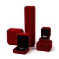 Premium dark red velvet jewelry box set with black lining for rings and necklaces - Burgundy; Ring Box (can Hold Earrings)