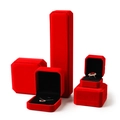 Classic red velvet jewelry boxes set with black interior for rings and necklaces - Red; Bracelet Box